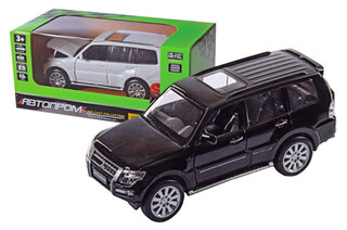 Машина металева АВТОПРОМ 68463W 1:33 "Mitsubishi Pajero 4WD Turbo", на батарейки, світло, звук, відкриваються двері, коробка 18*9*8 см