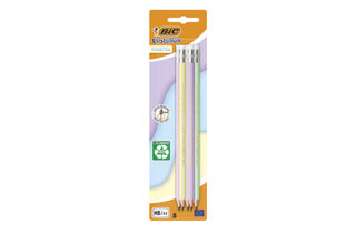 Набір олівців графітових BIC "Ecolution Pastel", з ластиком, HB/BL5, блістер 5шт