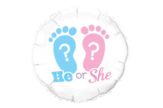Фольгована кулька круг 01495 "He or She" біла 18"(45см)