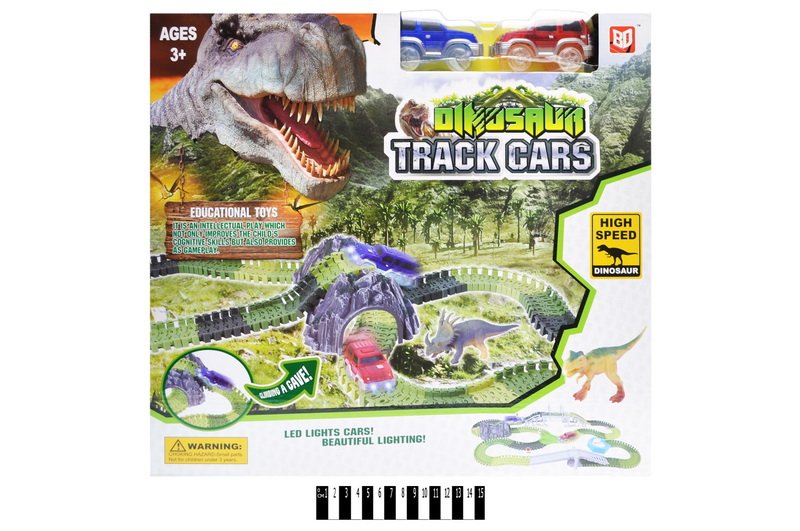 Трек D7088 Dinozaurs 309 дет. (2 машинки, 4 динозаври, в коробці) р. 48*11*43 см