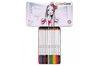 Олівці Marco 12 кольорів круглі d=4.0 у метал.пеналі,ColorCore (new),E3130-12TN-B