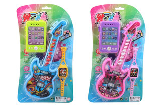 Гітара 8120-2,  2 кольри мікс, у наборі  мобільний телефон, годинник, планшет 34*19*2 см