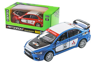 Машина металева 68410 "Автопром", 2 кольори, 1:32 Mitsubishi Lancer Evolution, світло, звук, відкриваються двері, коробка 18*9*9 см