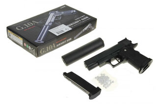 Пістолет на кульках Galaxy G.10А страйкбольний COLT1911PD чорний, металевий, з глушником