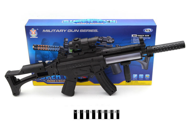 Автомат АК-90Е (батар. з муз. та світ. приціл лазер, короб.) р.44,5*24,5*5 см (шт.)