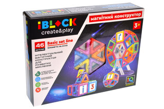 Конструктор магнітний IBLOCK PL-920-05 46 деталей, коробка 34*125,5*7,8 см