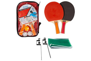 Теніс настільний BT-PPS-0066 ракетки (0,9см,кольорова ручка)+3 м'яча+ сітка, сумка