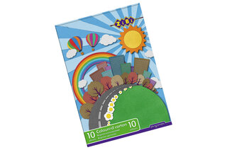 Картон кольоровий, А4, 10 кольорів - 10 аркушів, 230г/м2, KIDS Linе/ZB.1950