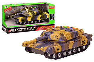 Танк 7959 "АВТОПРОМ", 2 кольори, на батар.: світло і звук, в коробці 29,5*12*15,5 см