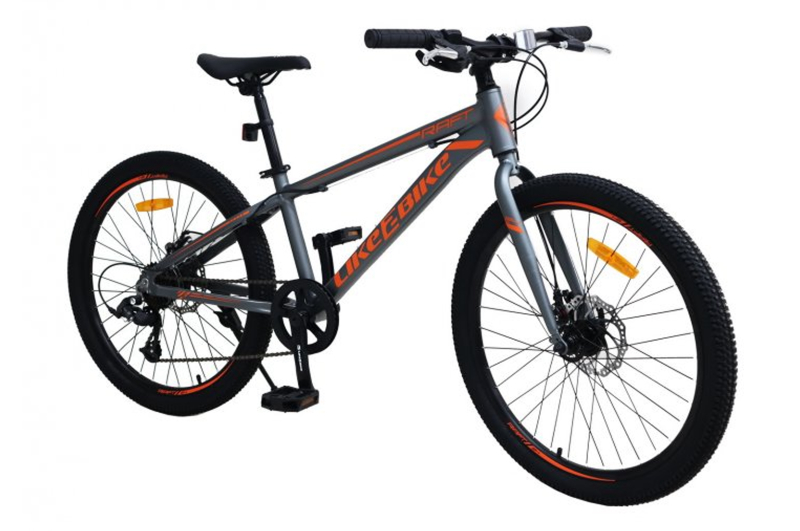 Велосипед підлітковий 2-х коліс. 24" A212411 (1шт) LIKE2BIKE Raft,сірий матовий,рама алюм.12,5",7-ск, Disk brake,складання 85%