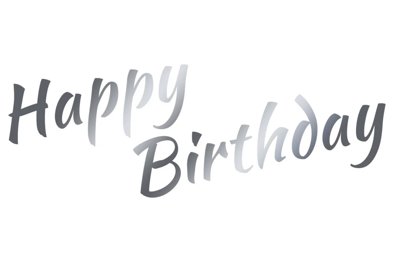 Наклейка на коробку-сюрприз "Happy Birthday(6)" срібло 50х20 см.