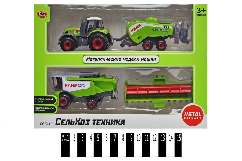 Трактор/Комбайн PLAY SMART 6664 з причепом метал.4в.2шт.в кор.21*5,5*7,5 /120/ (шт.)