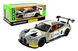 Машина металева АВТОПРОМ 68282A(G) 1:24 "BMW M4 GT3" grey color, на батарейки, світло, звук, відкриваються двері, капот, багажник, коробка 24,5*12*10 см