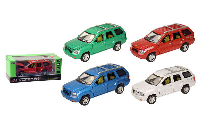 Машина металева 7638 "АВТОПРОМ" 1:32-36 Jeep 4x4, 4 кольори, на батарейки, світло, звук, відкриваються двері, в коробці 20*9,5*8,5 см 