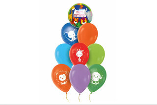 Набір з 9 повітряних кульок 'Happy Birthday' зоопарк ТМ 'Твоя Забава'