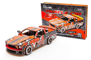 Дерев'яний 3D конструктор "Muscle Car" Puz-00641 162 дет., червоний колір р. моделі 24*9*7 см PuzzleOk