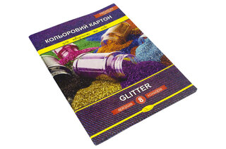 Набір кольорового картону "Glitter" Premium А4 8 арк. ККГ-А4-8