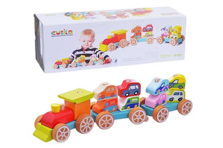 Поїзд з машинками/Wooden toy "Train with a small cars" 13999 CUBIKA