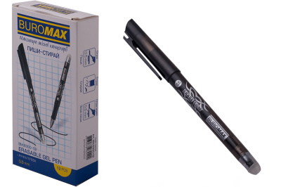 Ручка гелева "пиши-стирай" Erase Slim, чорна, 0.5 mm, 12 шт, (продається упаковкою) BM.8300-02