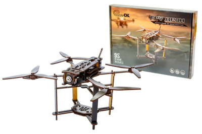 Дерев'яний 3D конструктор FPV "Дрон" Puz-00923 PuzzleOk