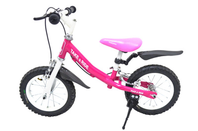 Велобіг Take&Ride RB-40 Favorit з тормозами, лапкою і бризговиками рожево-білий