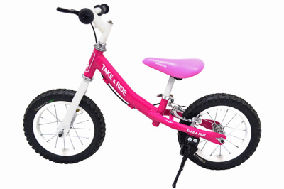 Велобіг Take&Ride RB-40 Pro з тормозами і лапкою рожево-білий