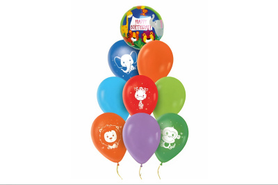 Набір з 9 повітряних кульок 'Happy Birthday' зоопарк ТМ 'Твоя Забава'